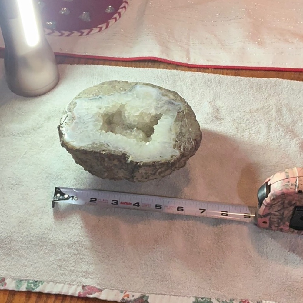 Natural Geode Stone with White Crystals